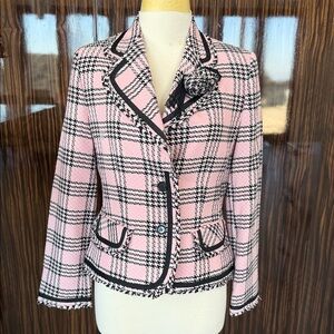 Elegant Pink Plaid Women's Blazer